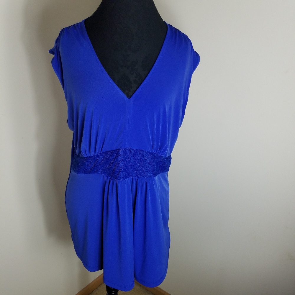 Sofia By Sofia Vergara Iris Blue V-Neck Blouse - image 2